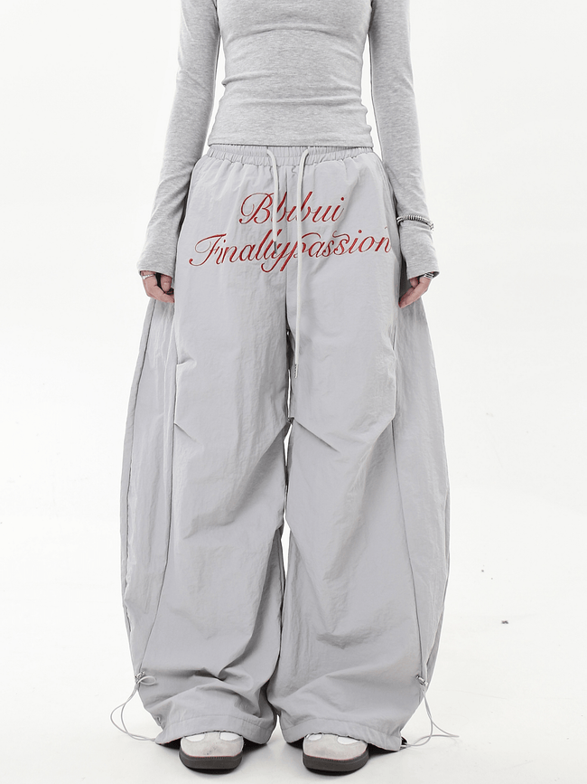 Oversized Embroidered Letters Parachute Pants - COPPING THREADS - CT Select Hover Image