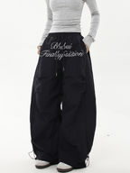 Oversized Embroidered Letters Parachute Pants - COPPING THREADS - CT Select