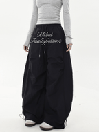 Oversized Embroidered Letters Parachute Pants - COPPING THREADS - CT Select
