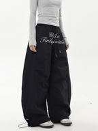 Oversized Embroidered Letters Parachute Pants - COPPING THREADS - CT Select
