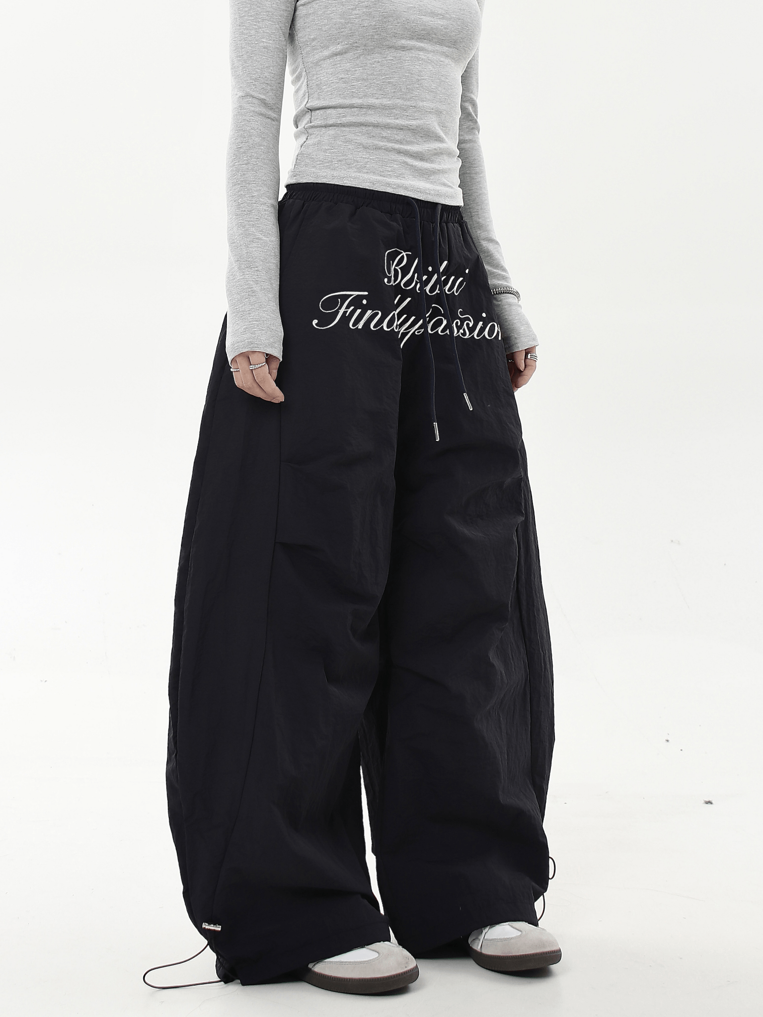 Oversized Embroidered Letters Parachute Pants - COPPING THREADS - CT Select