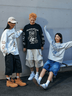 Oversized Emo Angel Graphic Long Sleeve Tee - COPPING THREADS - Harsh and Cruel