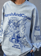 Oversized Emo Angel Graphic Long Sleeve Tee - COPPING THREADS - Harsh and Cruel