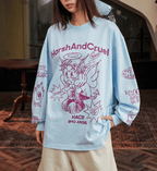 Oversized Emo Angel Graphic Long Sleeve Tee - COPPING THREADS - Harsh and Cruel