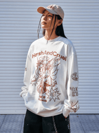 Oversized Emo Angel Graphic Long Sleeve Tee - COPPING THREADS - Harsh and Cruel