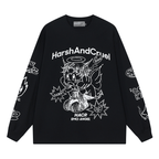Oversized Emo Angel Graphic Long Sleeve Tee - COPPING THREADS - Harsh and Cruel