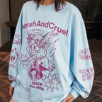 Oversized Emo Angel Graphic Long Sleeve Tee - COPPING THREADS - Harsh and Cruel