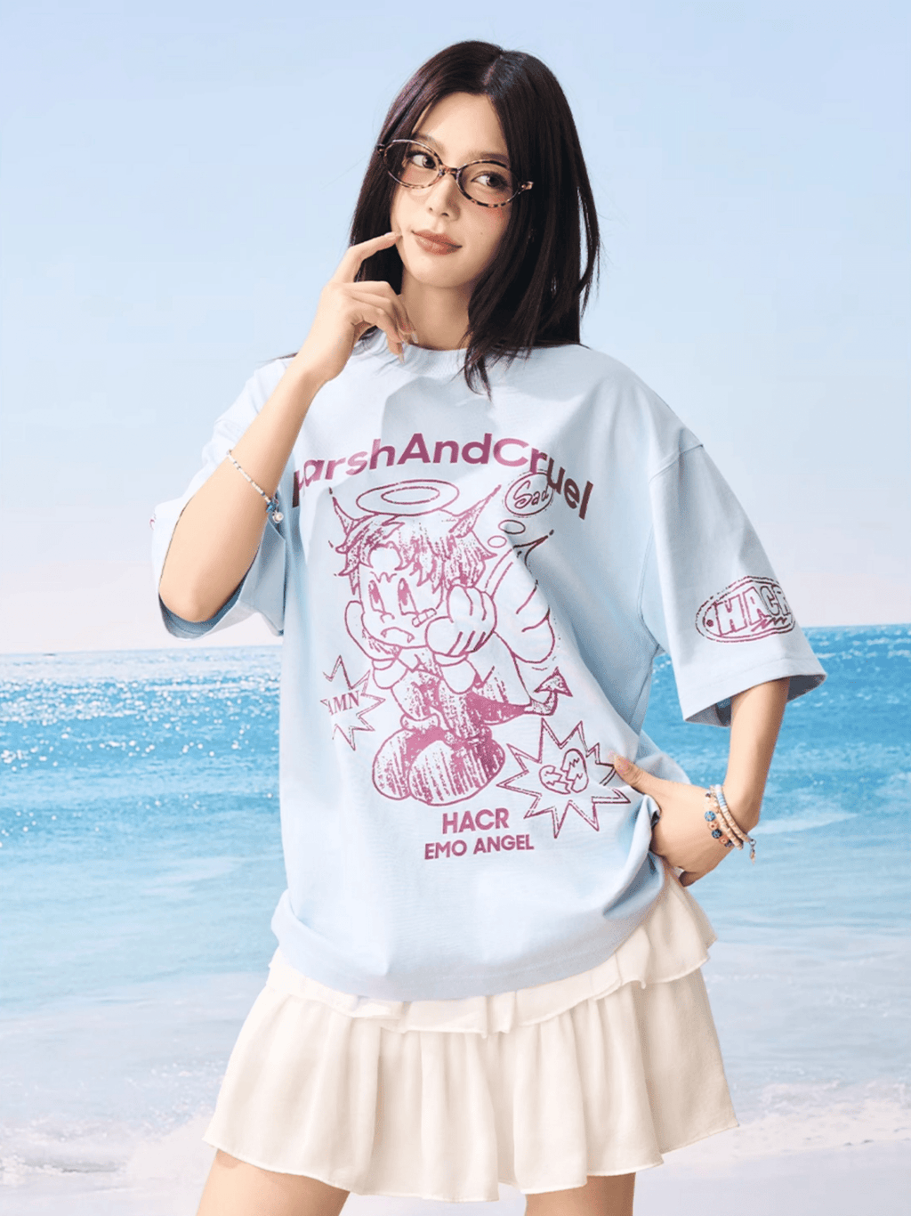 Oversized Emo Angel Graphic T-Shirt - COPPING THREADS - Harsh and Cruel