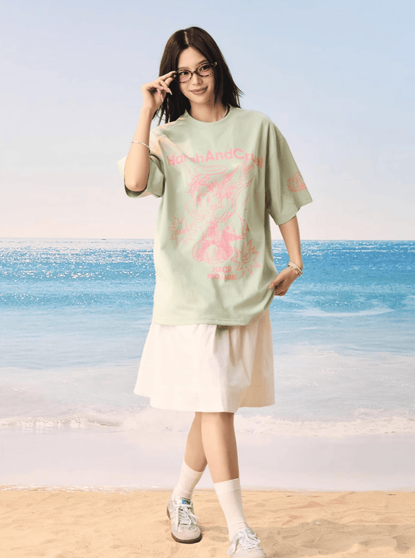 Oversized Emo Angel Graphic T-Shirt - COPPING THREADS - Harsh and Cruel