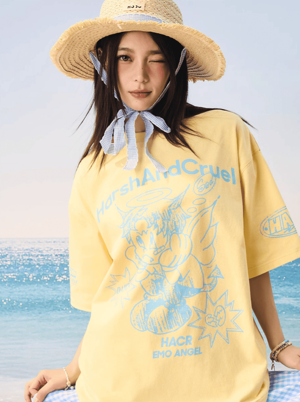 Oversized Emo Angel Graphic T-Shirt - COPPING THREADS - Harsh and Cruel