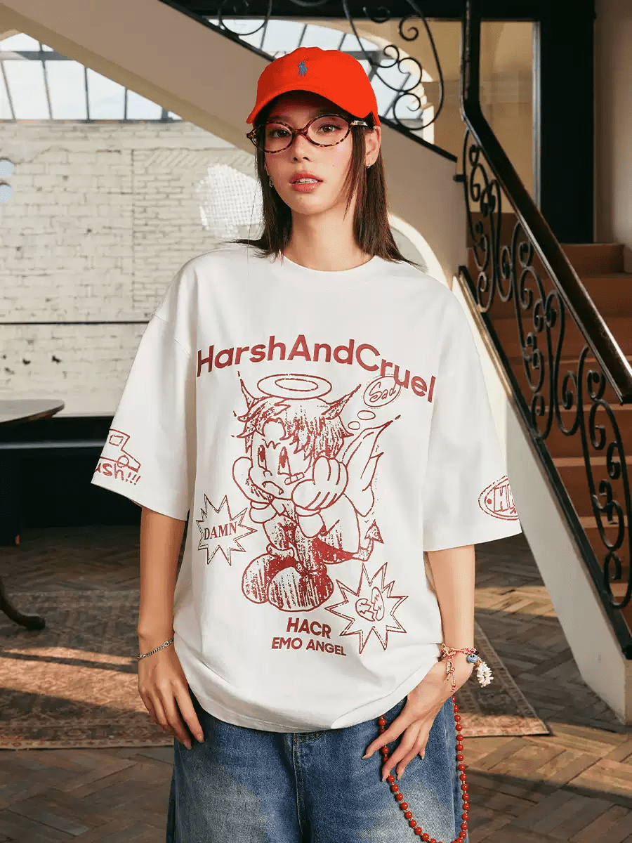 Oversized Emo Angel Graphic T-Shirt - COPPING THREADS - Harsh and Cruel Hauptbild