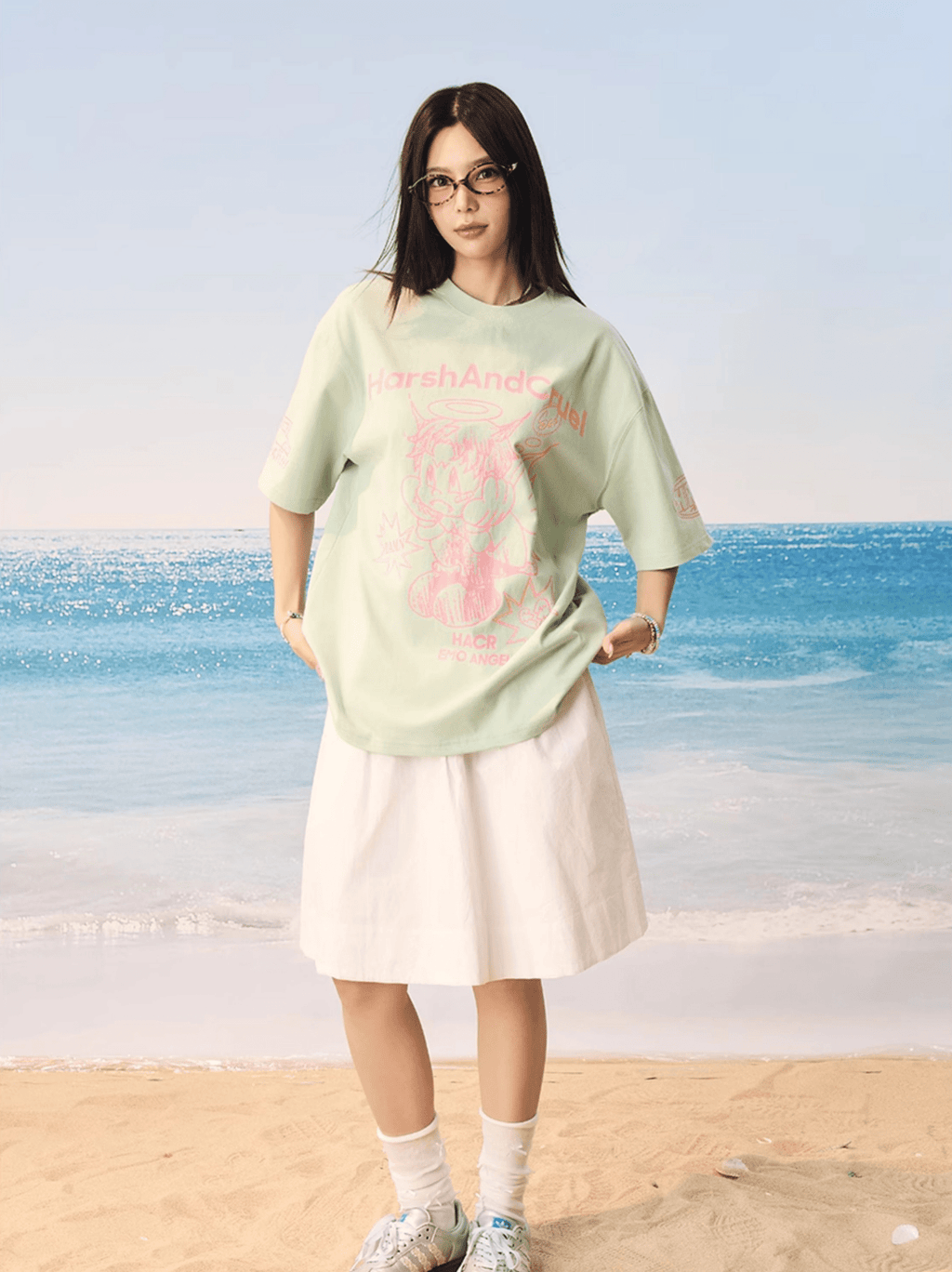 Oversized Emo Angel Graphic T-Shirt - COPPING THREADS - Harsh and Cruel