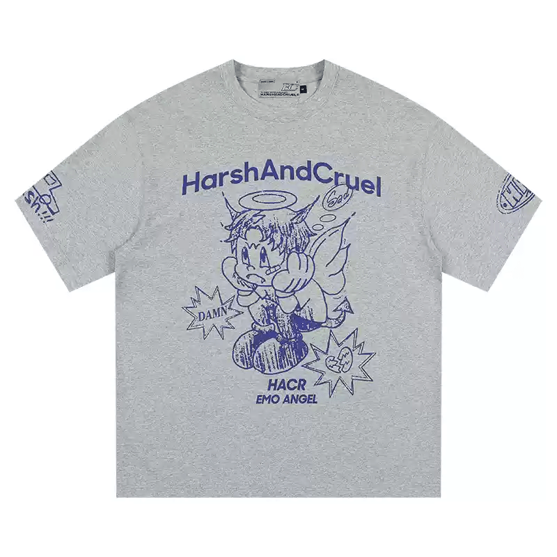 Oversized Emo Angel Graphic T-Shirt - COPPING THREADS - Harsh and Cruel