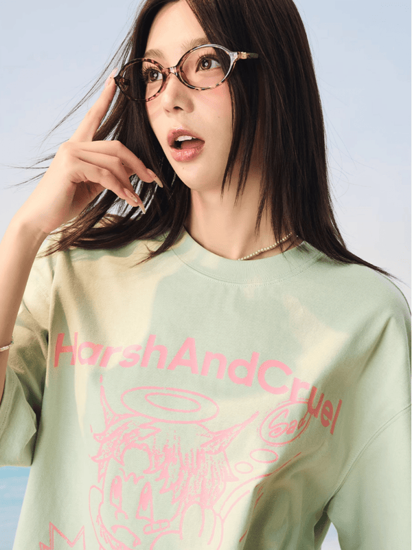 Oversized Emo Angel Graphic T-Shirt - COPPING THREADS - Harsh and Cruel