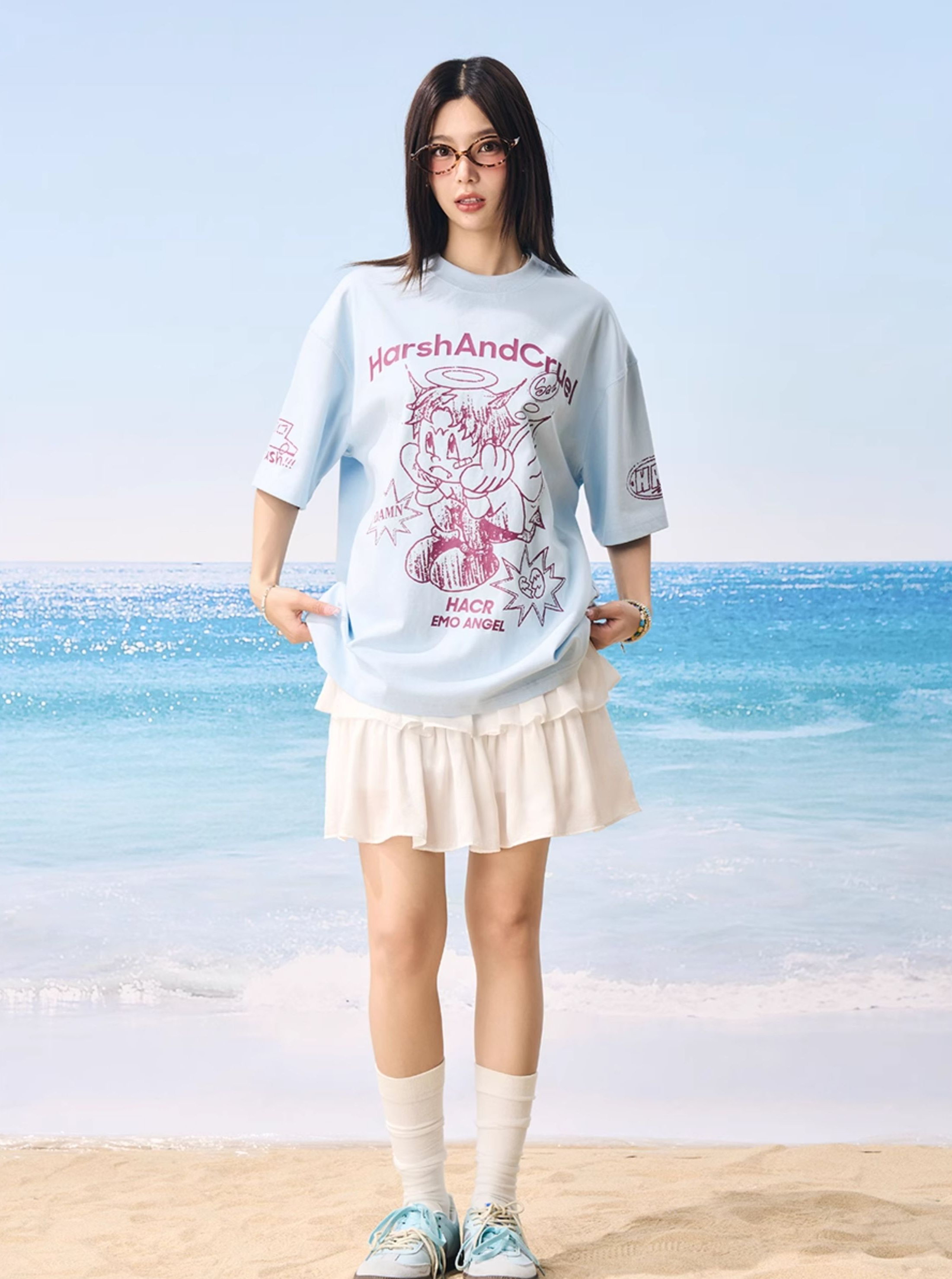 Oversized Emo Angel Graphic T-Shirt - COPPING THREADS - Harsh and Cruel