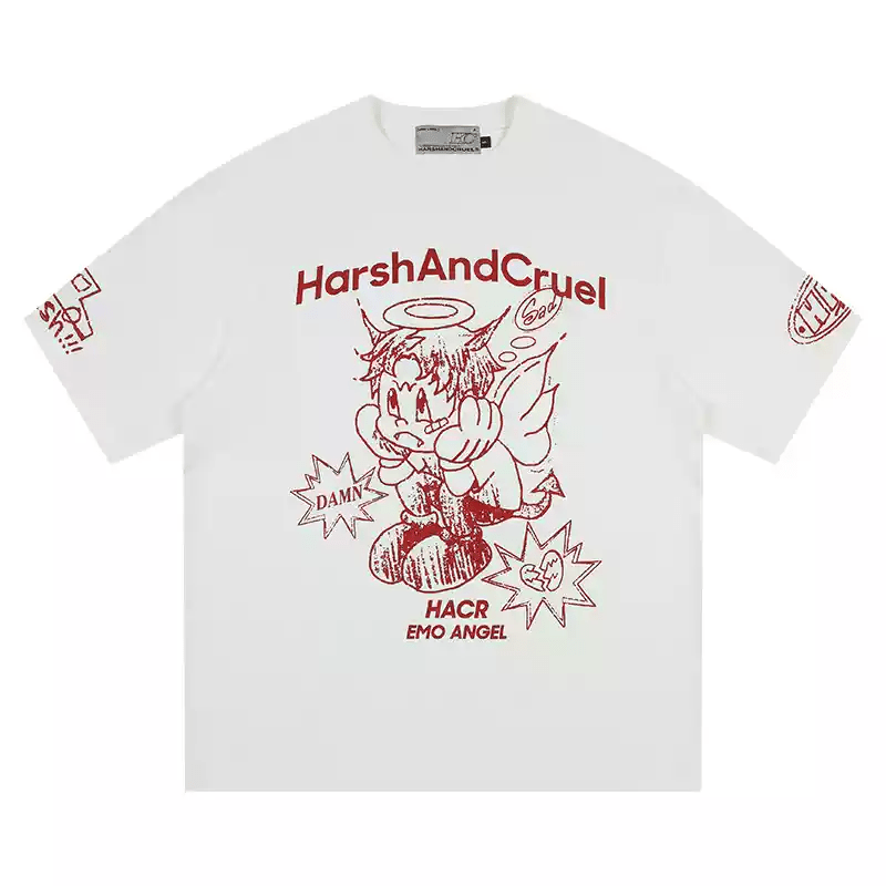 Oversized Emo Angel Graphic T-Shirt - COPPING THREADS - Harsh and Cruel