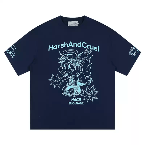 Oversized Emo Angel Graphic T-Shirt - COPPING THREADS - Harsh and Cruel