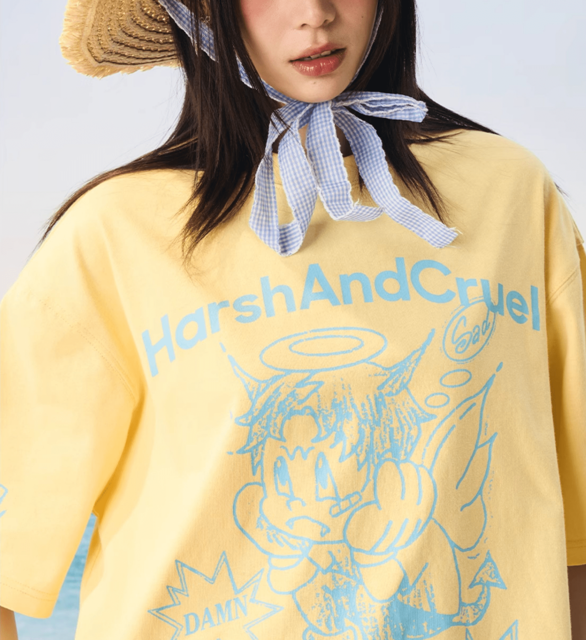 Oversized Emo Angel Graphic T-Shirt - COPPING THREADS - Harsh and Cruel