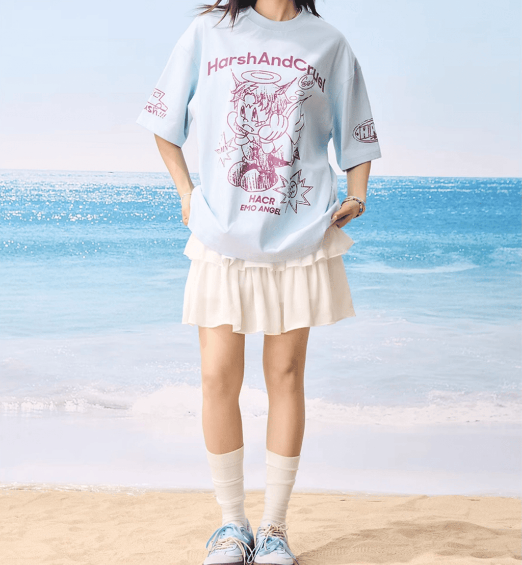 Oversized Emo Angel Graphic T-Shirt - COPPING THREADS - Harsh and Cruel