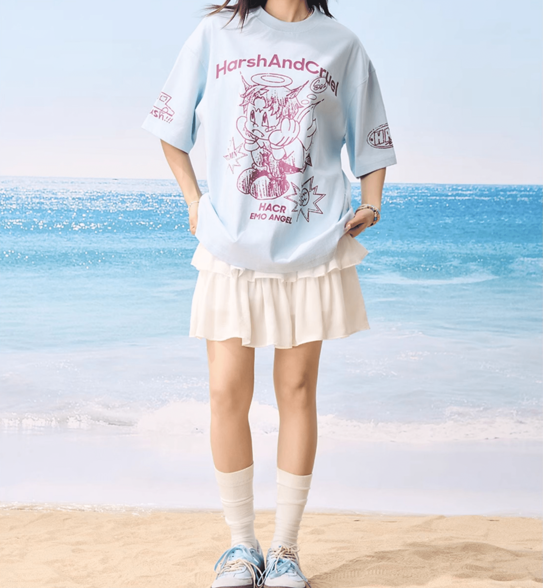 Oversized Emo Angel Graphic T-Shirt - COPPING THREADS - Harsh and Cruel