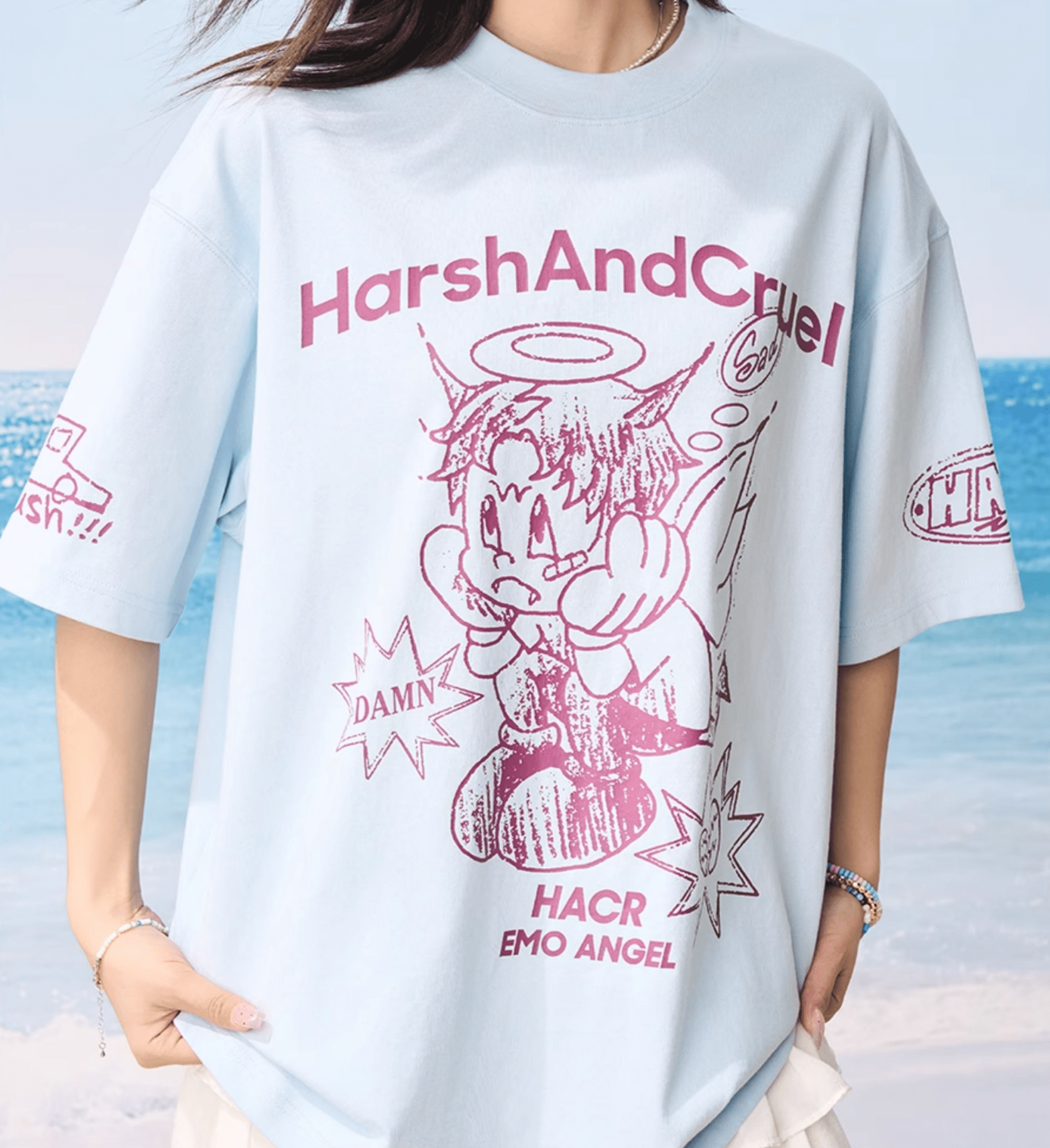 Oversized Emo Angel Graphic T-Shirt - COPPING THREADS - Harsh and Cruel