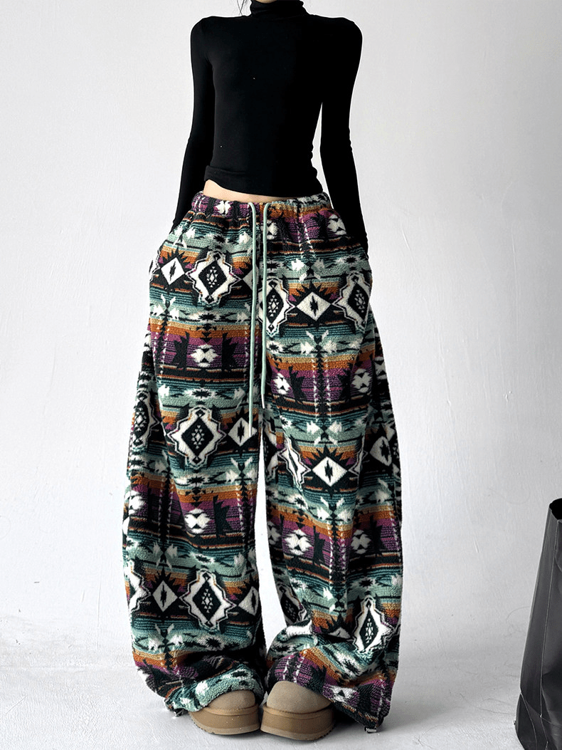 Oversized Fair Isle Stripe Sherpa Pants - COPPING THREADS - CT Select