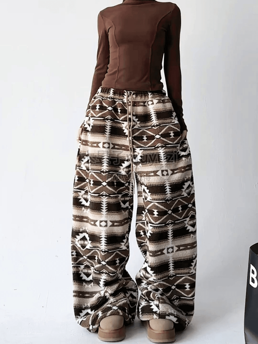 Oversized Fair Isle Stripe Sherpa Pants - COPPING THREADS - CT Select