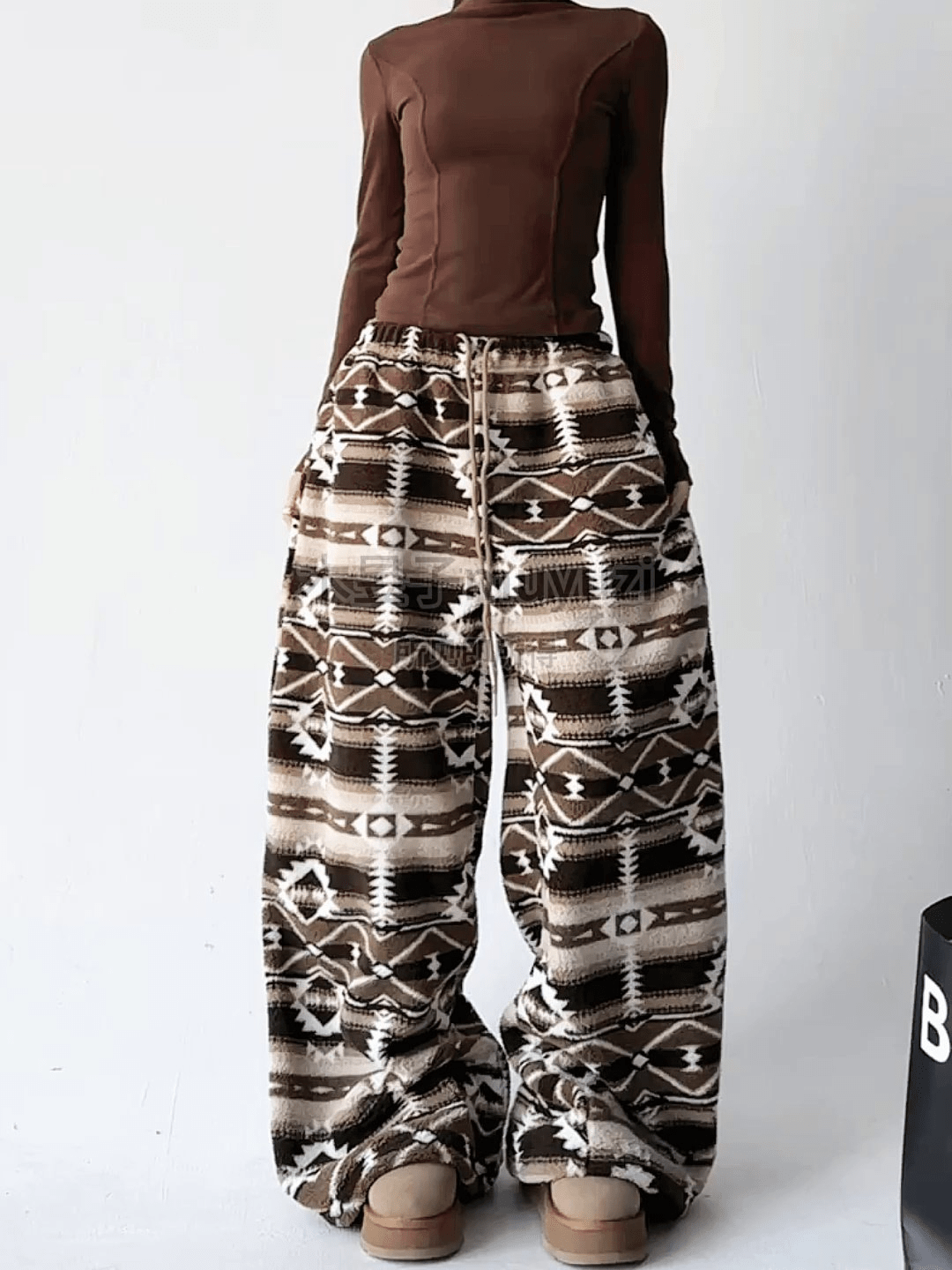 Oversized Fair Isle Stripe Sherpa Pants - COPPING THREADS - CT Select