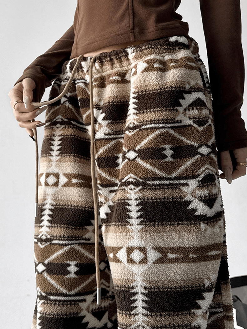 Oversized Fair Isle Stripe Sherpa Pants - COPPING THREADS - CT Select