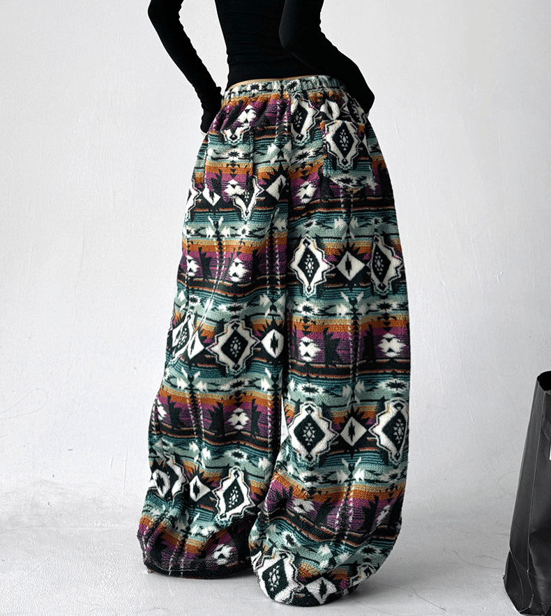 Oversized Fair Isle Stripe Sherpa Pants - COPPING THREADS - CT Select