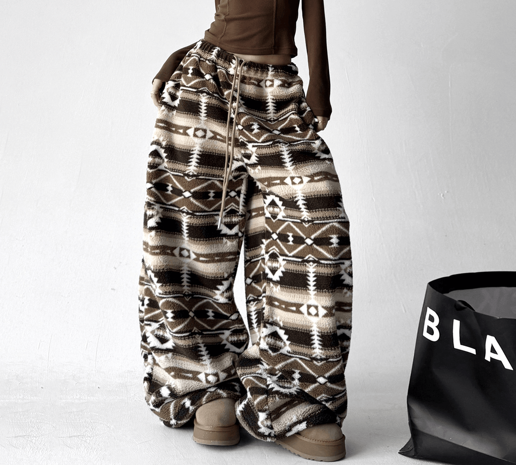 Oversized Fair Isle Stripe Sherpa Pants - COPPING THREADS - CT Select