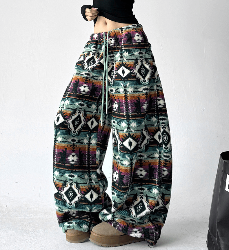 Oversized Fair Isle Stripe Sherpa Pants - COPPING THREADS - CT Select