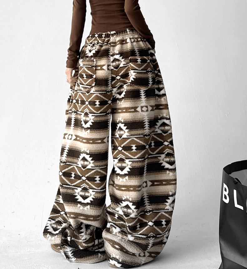 Oversized Fair Isle Stripe Sherpa Pants - COPPING THREADS - CT Select