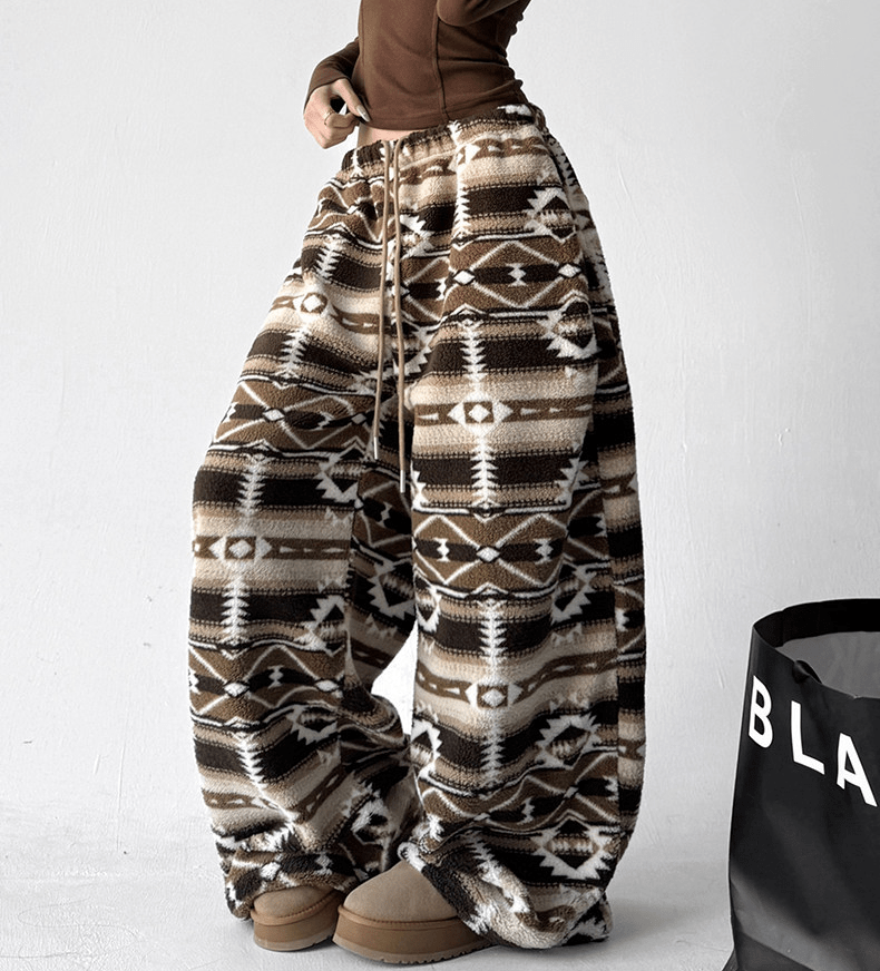 Oversized Fair Isle Stripe Sherpa Pants - COPPING THREADS - CT Select