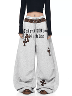 Oversized Gothic Crosses & Leopard Print Sweatpants - COPPING THREADS - CT Select