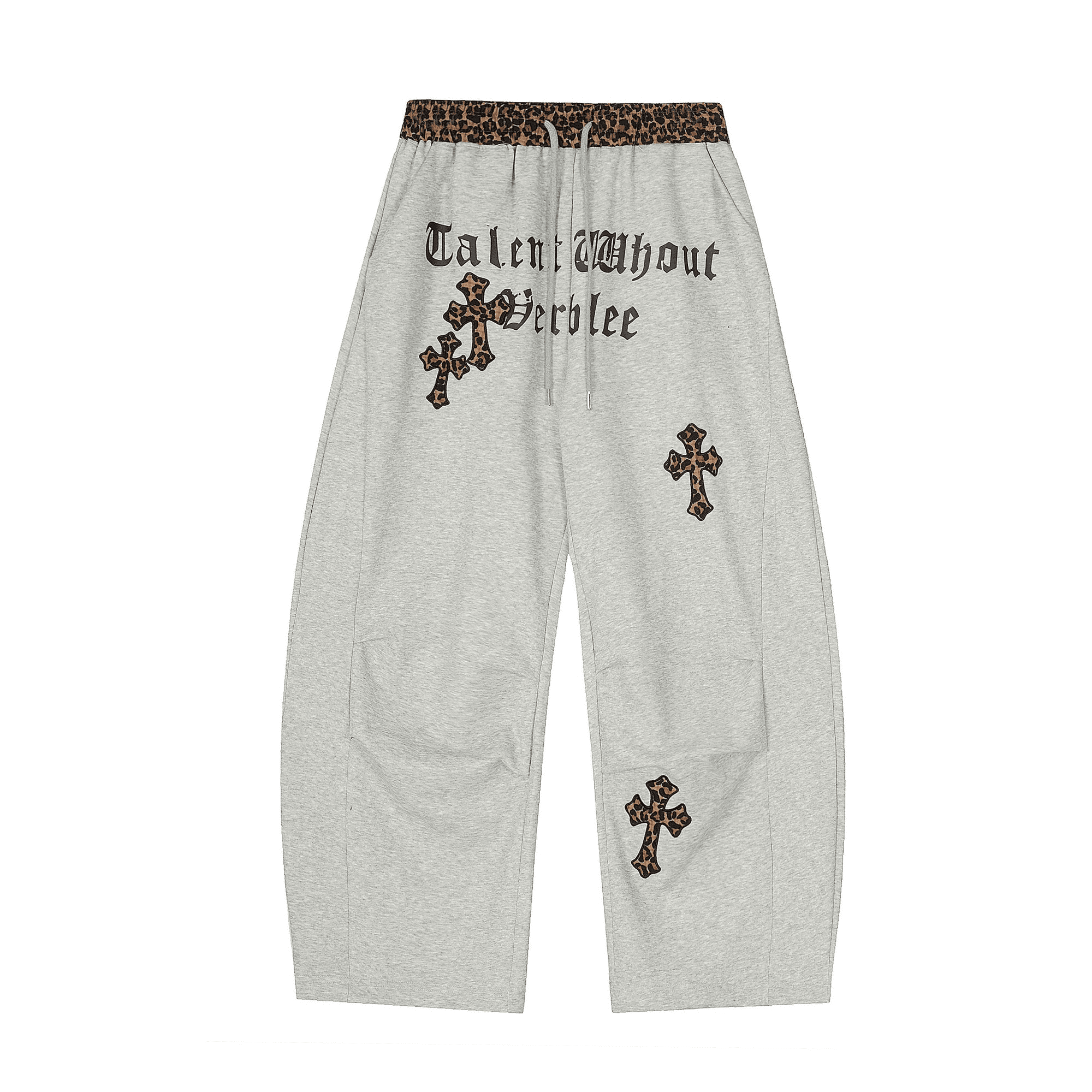 Oversized Gothic Crosses & Leopard Print Sweatpants - COPPING THREADS - CT Select