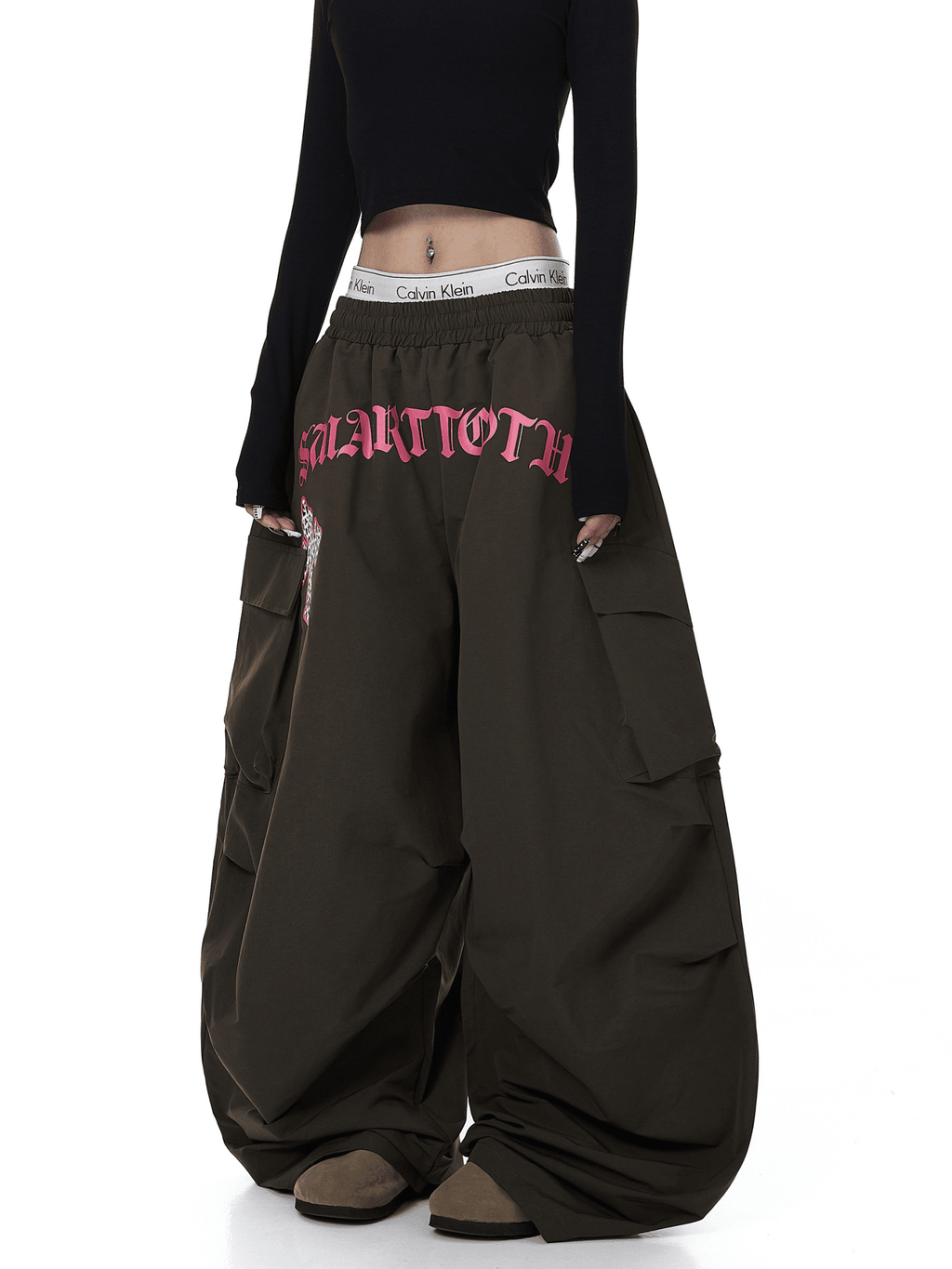 Oversized Graphic Pleated Baggy Cargo Pants - COPPING THREADS - CT Select