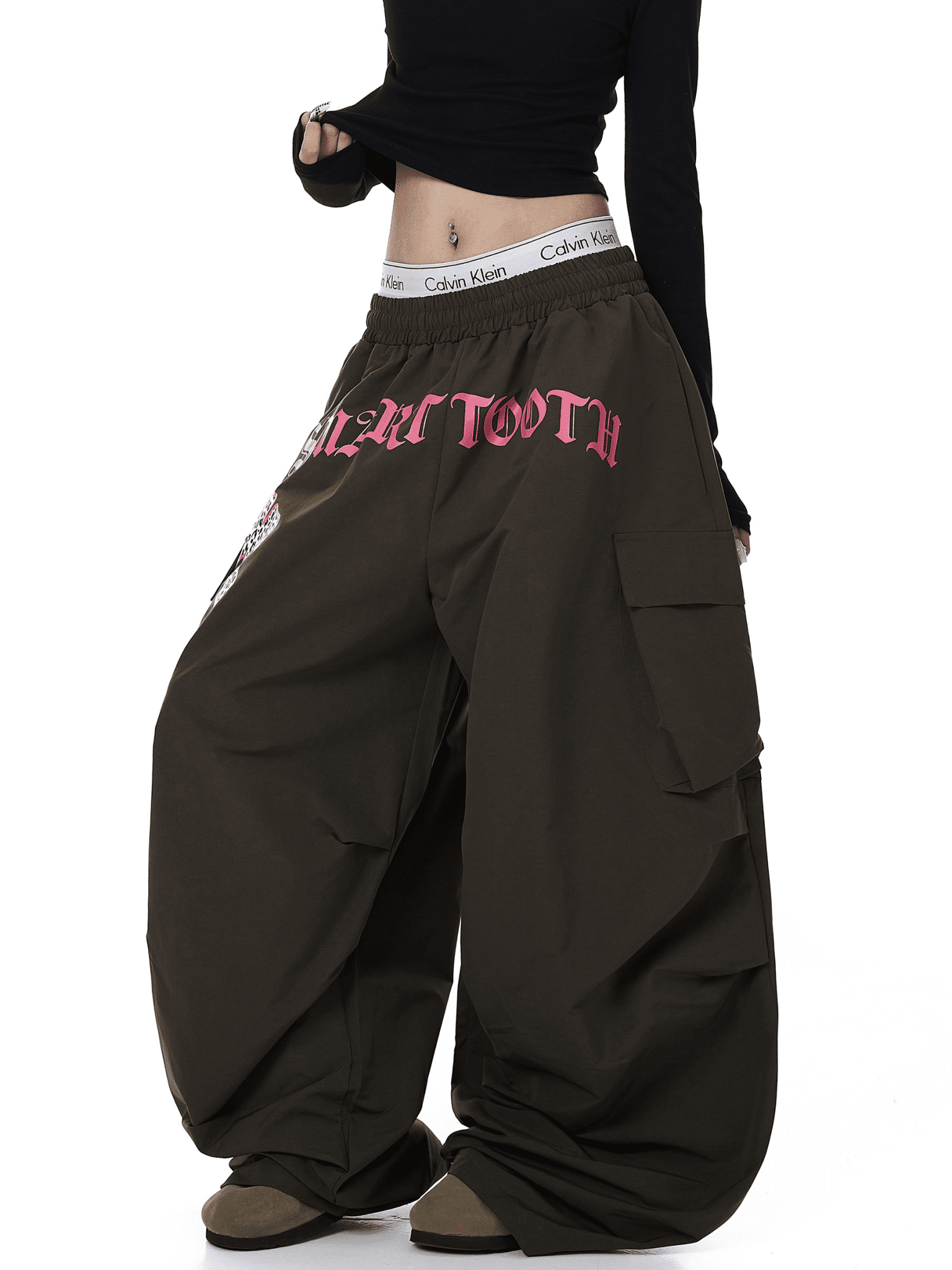 Oversized Graphic Pleated Baggy Cargo Pants - COPPING THREADS - CT Select