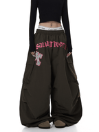 Oversized Graphic Pleated Baggy Cargo Pants - COPPING THREADS - CT Select