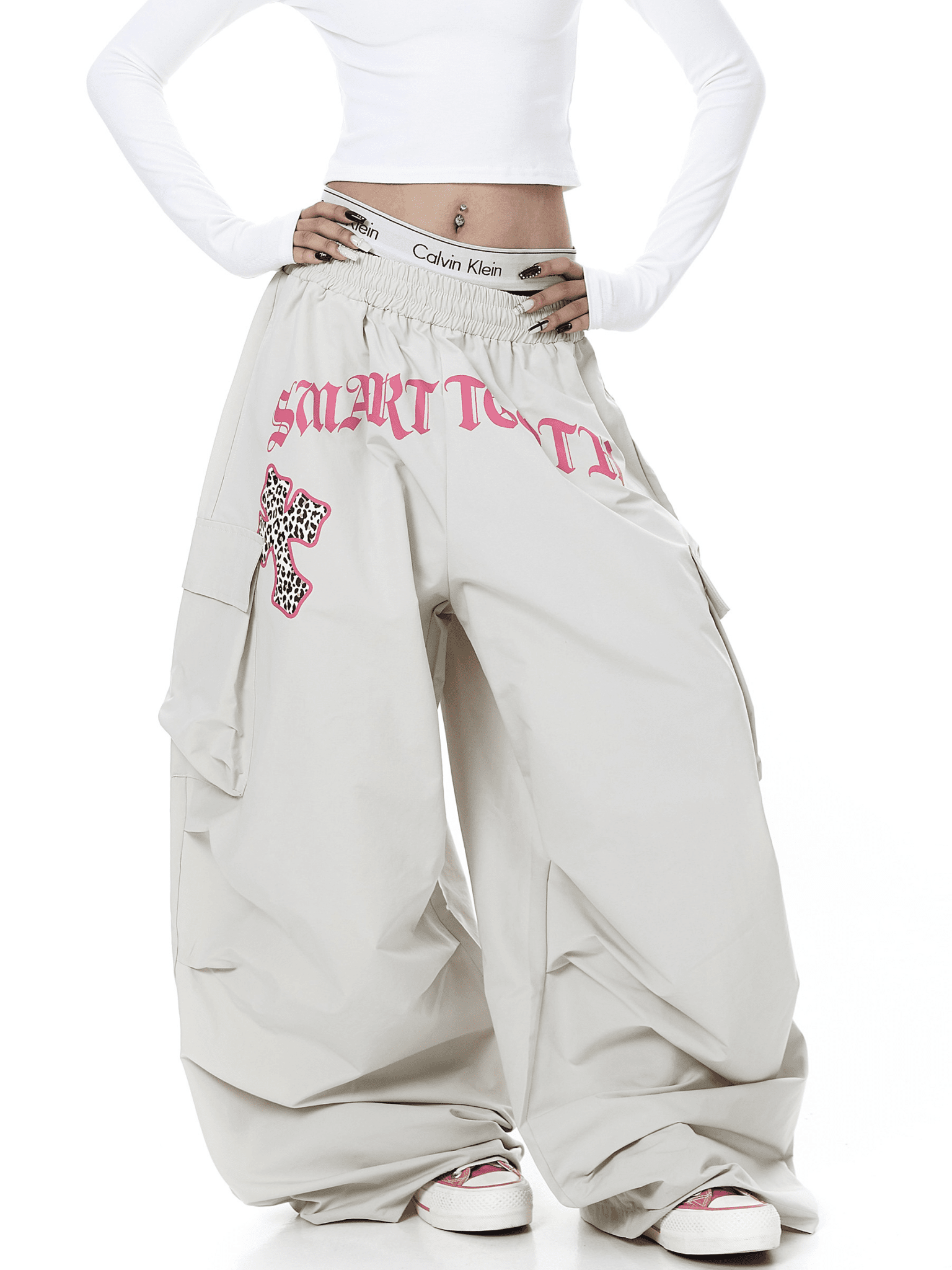 Oversized Graphic Pleated Baggy Cargo Pants - COPPING THREADS - CT Select