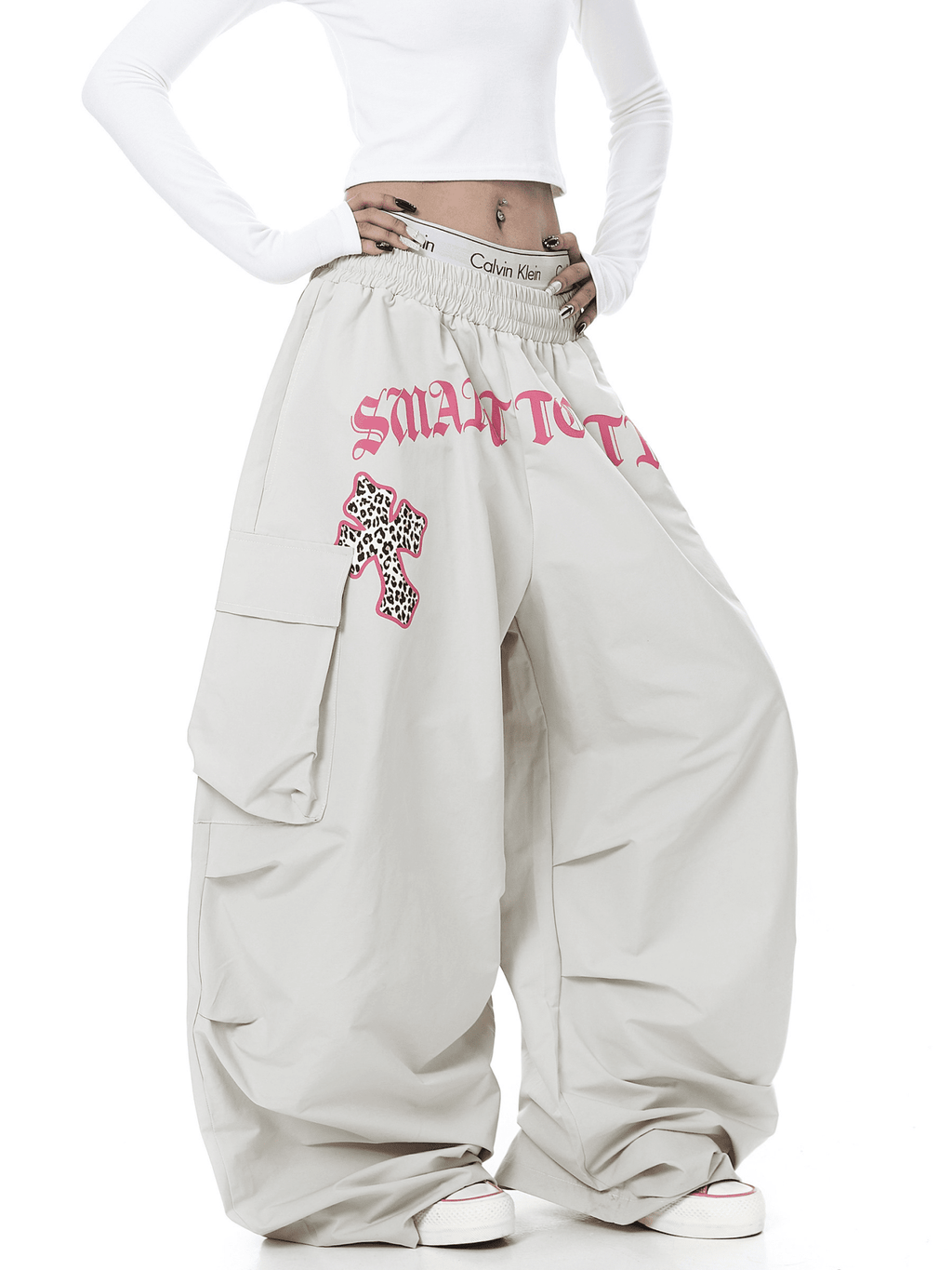 Oversized Graphic Pleated Baggy Cargo Pants - COPPING THREADS - CT Select