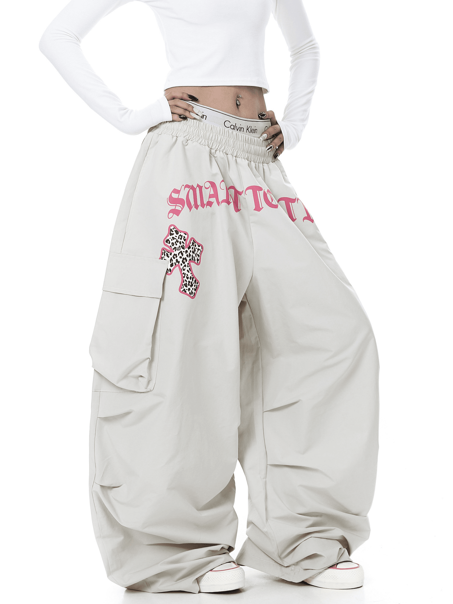 Oversized Graphic Pleated Baggy Cargo Pants - COPPING THREADS - CT Select
