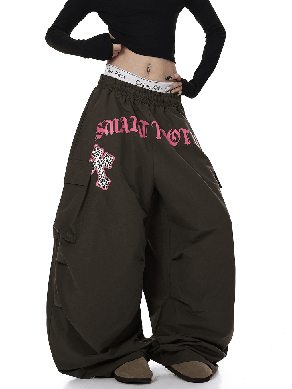 Oversized Graphic Pleated Baggy Cargo Pants - COPPING THREADS - CT Select