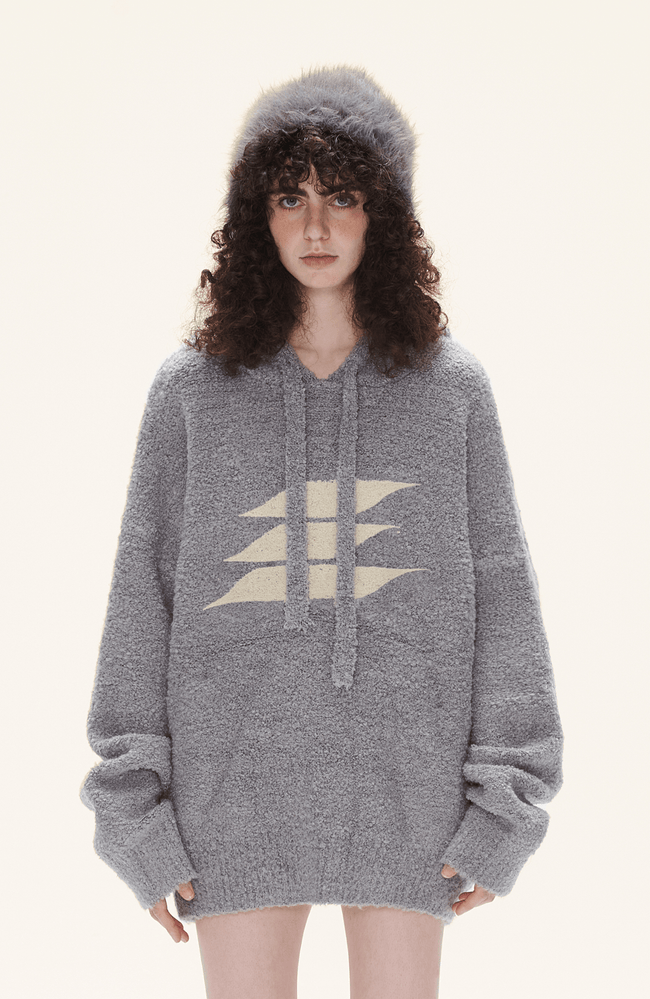 Oversized Loop Yarn Hoodie Sweater - COPPING THREADS - LOSTCTRL Hover Image