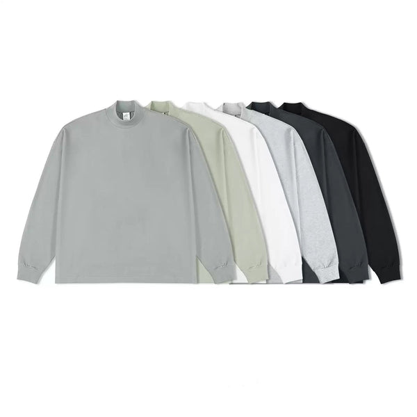 Oversized Mock-Neck Long-Sleeve Tee - COPPING THREADS - IDLT