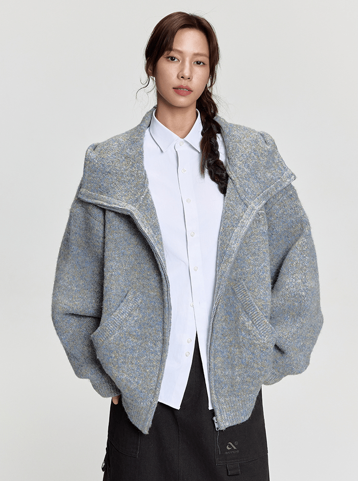 Oversized Mohair Knit Zip Hoodie - COPPING THREADS - RAPPEYE