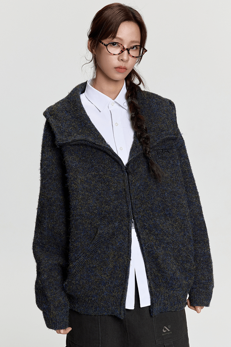 Oversized Mohair Knit Zip Hoodie - COPPING THREADS - RAPPEYE