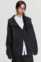 Oversized Mohair Knit Zip Hoodie - COPPING THREADS - RAPPEYE