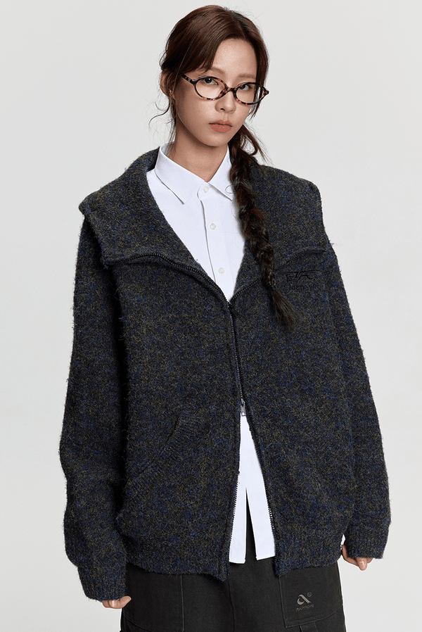 Oversized Mohair Knit Zip Hoodie - COPPING THREADS - RAPPEYE