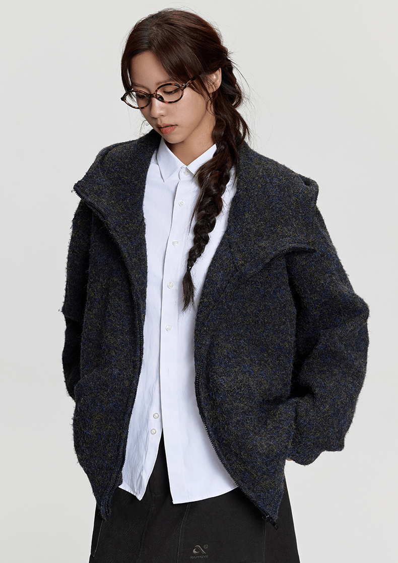 Oversized Mohair Knit Zip Hoodie - COPPING THREADS - RAPPEYE